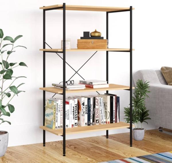 vidaXL Regal mit 4 Böden Schwarz und Eiche-Optik 80x40x130 cm 336344