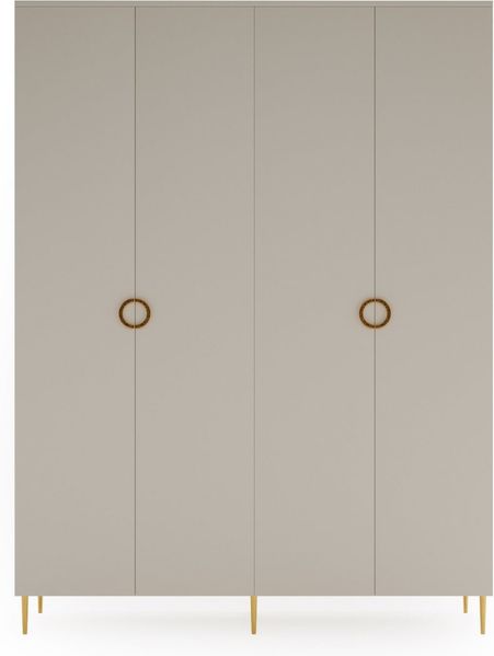 MOEBLO Drehtürenschrank VALERIA B04 (Kaschmir, Glamour Schrank mit 2 Schubladen, Metallgriffe & Füße in Gold, Elegantes Schlafzimmer‑ & Ankleidemöbel, Kleiderschrank Schrank Garderobe Schlafzimmer Drehtürenschrank) (BxHxT): 180x240x52 cm