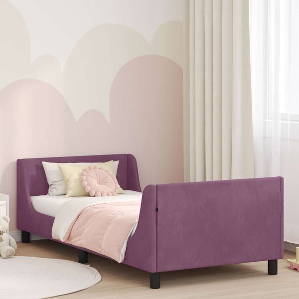 vidaXL Kinderbettgestell mit Kopfteil Lila 80 x 200 cm Samt 42010871