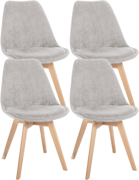 CLP 4er Set Esszimmerstuhl Linares Mit Buchenholzgestell,beige Cord