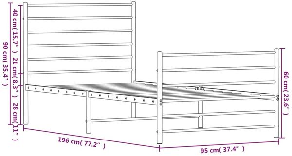 vidaXL Bettgestell mit Kopf- und Fußteil Metall Weiß 90x190 cm 352378 Bild 10