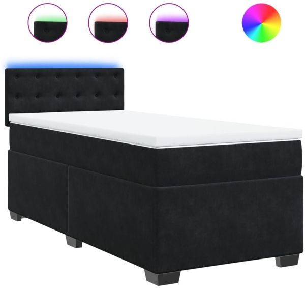 vidaXL Boxspringbett mit Matratze Schwarz 100x200 cm Samt 3288548
