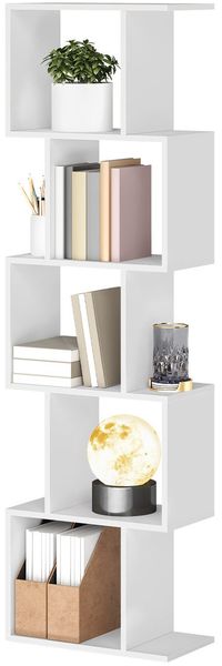 VASAGLE Bücherregal mit 5 Ebenen, weiß, 24 x 40 x 159 cm