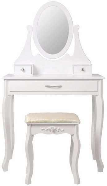 ML-DESIGN Schminktisch Kosmetiktisch mit Spiegel und Hocker aus MDF Holz Make-up Tisch, Tisch 75 x 140 x 40 cm Weiß 3 Spiegel klappbar und 3 Schubladen Bild 5