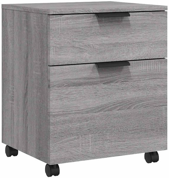 Rollcotainer MOSAB rollbar Grau Sonoma 45x38x54 cm | Nachttisch mit Rollen Aktenschrank rollbar kleiner Schubladenschrank