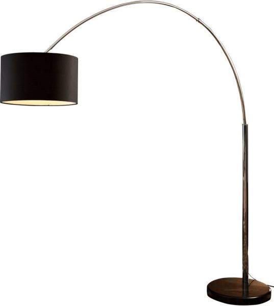 Bogenlampe Textil, Marmor und Metall Schwarz