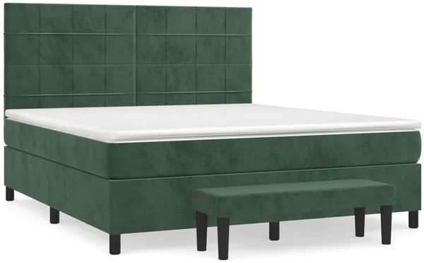 vidaXL Boxspringbett mit Matratze Dunkelgrün 180x200 cm Samt 3137860