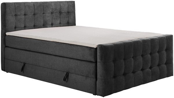 MEBLINI King Boxspringbett IGA 120x200 cm mit Bettkasten – H3/Dunkelgrau Samt Polsterbett - Gepolstert Doppelbett mit Matratze und Topper - Polsterbett mit Stauraum - Bett mit Kopfteil – Stauraumbett Bild 2