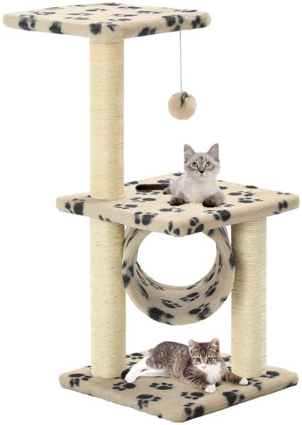 vidaXL Katzen-Kratzbaum Sisal 65 cm Beige Pfoten-Aufdruck 170549