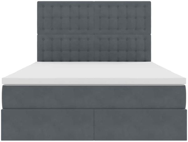 vidaXL Aufbewahrungsbett mit Matratze Dunkelgrau 140 x 190 cm Samt 3372148 Bild 7
