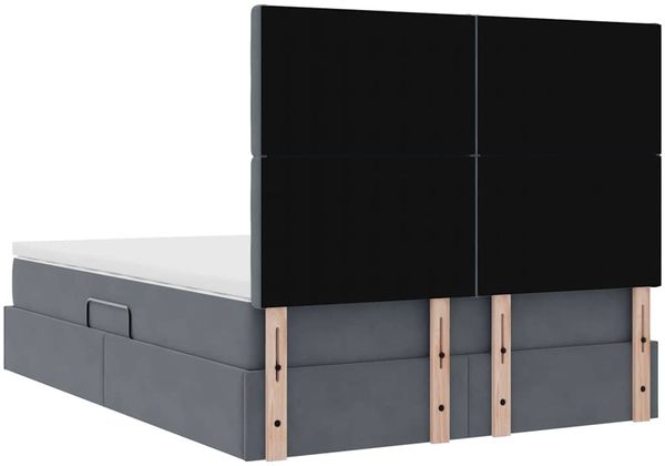 vidaXL Aufbewahrungsbett mit Matratze Dunkelgrau 140 x 190 cm Samt 3372148 Bild 11
