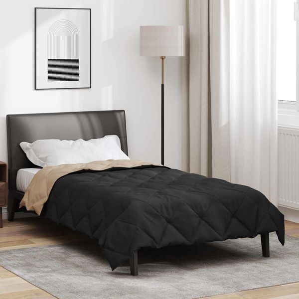 vidaXL Sommerdecke Schwarz und Taupe 200 x 140 cm Mikrofaser 42025489
