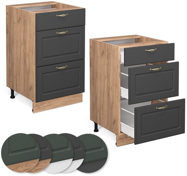 Küchenunterschrank Fame-Line Anthrazit-Gold 50 cm ohne Arbeitsplatte Vicco Bild 5