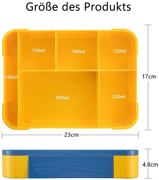 TUWENA Lunchbox Brotdose Kinder mit Fächern, 1330ml auslaufsichere Lunchbox, Snackbox