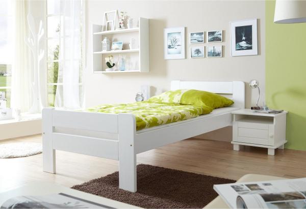 Ticaa Einzelbett Bert 90x200 Kiefer - weiss