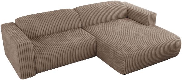 Ecksofa PASADENA, freistehendes Ecksofa, breite Armlehnen, Federsitz - rechts - Braun Cord Bild 6