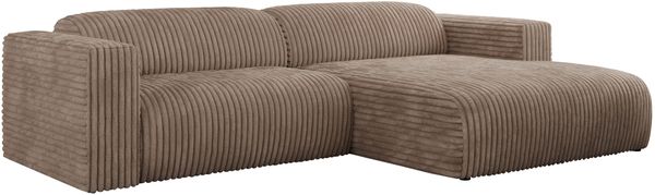 Ecksofa PASADENA, freistehendes Ecksofa, breite Armlehnen, Federsitz - rechts - Braun Cord Bild 4