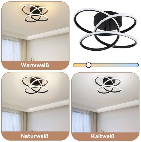 Nettlife LED Deckenleuchte LED Deckenleuchte Flur Schwarz Modern Dimmbar, Dimmbar, LED fest integriert, Deckenbeleuchtung für Küche Schlafzimmer Wohnzimmer Büro Bild 4