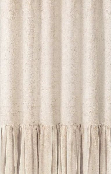 Agger Duschvorhang Shower curtains Anti schimmel Waschbar,schwer,183cm*183cm Breite 183 cm, Bauernhof-Duschvorhang aus Leinen in Beige mit Volant-Saum