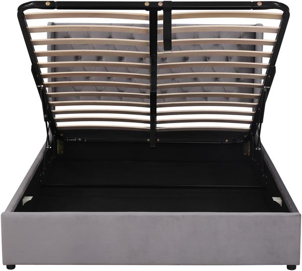 Polsterbett 160x200cm, USB, LED, Stauraum, PU-Litschi, Schwarz Bild 8