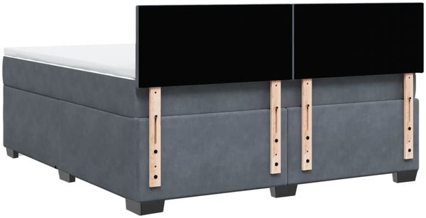 vidaXL Boxspringbett mit Matratze Dunkelgrau 180x200 cm Samt 3288673 Bild 8