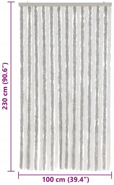 vidaXL Fliegenvorhang Hellgrau und Weiß 100x230 cm Chenille 377317 Bild 7