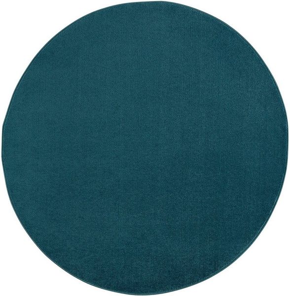SANAT Kurzflor Teppich Wohnzimmer - Uni Modern Teppiche fürs Schlafzimmer, Arbeitszimmer, Büro, Flur, Kinderzimmer und Küche - Dunkelblau, 200 cm Rund