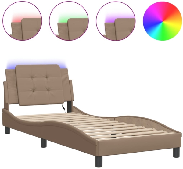 vidaXL Bettgestell mit LED ohne Matratze "Zadar" Cappuccino-Braun 80x200 cm 3214072