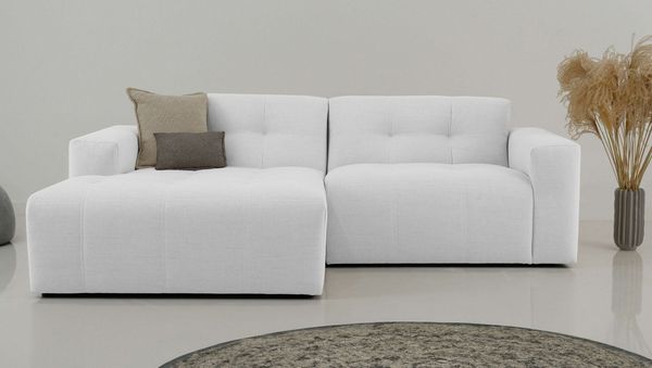 OTTO home Ecksofa Tapley, Breite 221 cm,Boucle, Struktur fein, mit Knopfsteppung, bodentief