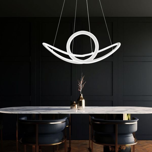 LED Pendelleuchte weiß, dimmbar, Fernbedienung, CCT, H 150 cm