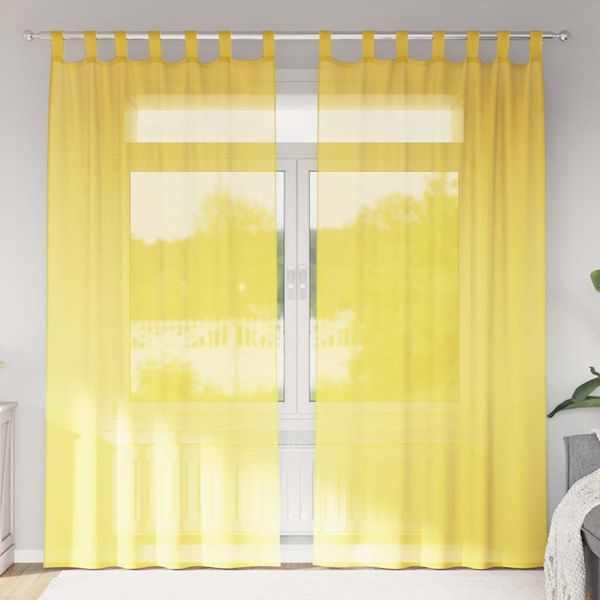 vidaXL Voile Vorhänge mit Schlaufen 2 Stk. Gelb 140x225 cm 4102318