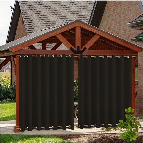Qelus Gardine Outdoor Vorhang Sichtschutz,Wetterfest Blickdicht Gardinen mit Ösen, (2 St), Vorhänge für Garten Balkon Terrasse Pavillon Veranda