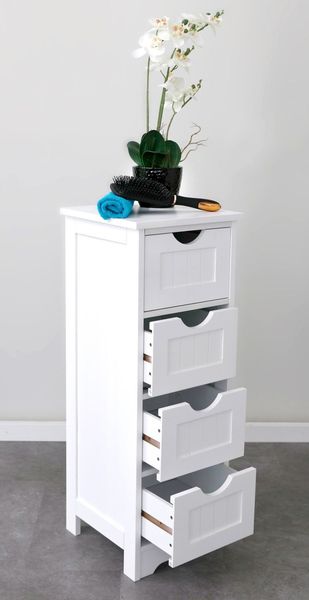 Schrank mit 4 Schubladen weiß Schubladenregal Landhaus Badezimmerschrank