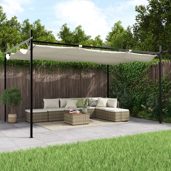 vidaXL Pergola mit Schiebedach Creme 395x292x230 cm 360117
