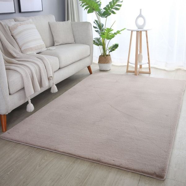 Villa Möbel Fellteppich Pouico, Rechteckig, Höhe: 20 mm, Teppich Wohnzimmer Einfarbig Shaggy Modern Flauschiger Felloptik Weich