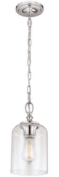Pendelleuchte, Deckenlampe, Stahl Glas, Nickel, D 16,5 cm