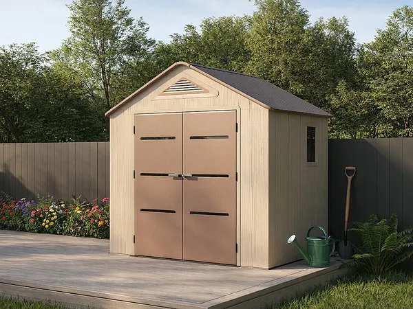 Vente-unique - ANTEVA Gartenhaus Harz BraunBeige - B 171 cm x H 242 cm x L 237 cm