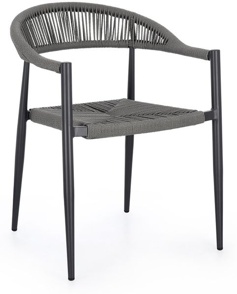 Gartenstuhl Aidnaja aus Aluminium, modernes Twist Rattan Design, stapelbar, anthrazit grau, Outdoor