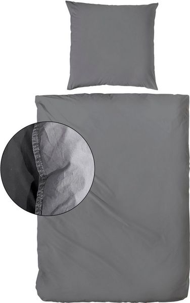 Hahn Renforce Bettwäsche 200x200 stonewashed grau anthrazit 123061-888