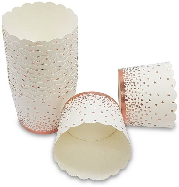 Frau WUNDERVoll Muffinform Muffin Backformen 25 Stück, groß Durchmesser 6,1 cm,Punkte rosegold, (25-tlg)
