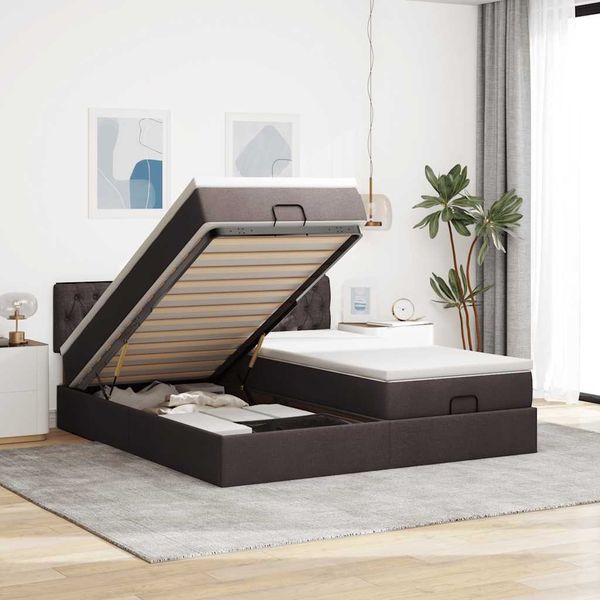 vidaXL Ottoman-Bett mit Matratzen Dunkelbraun 180x200 cm Stoff 3312018
