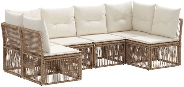 vidaXL Gartensofa-set 6 pcs Beige Poly-Rattan 3434160