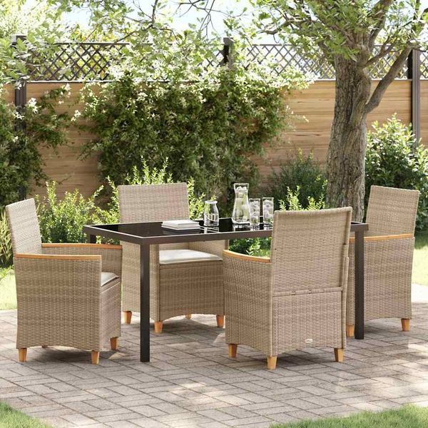 vidaXL Garten Essgruppe 5 pcs Beige Poly-Rattan 3381103
