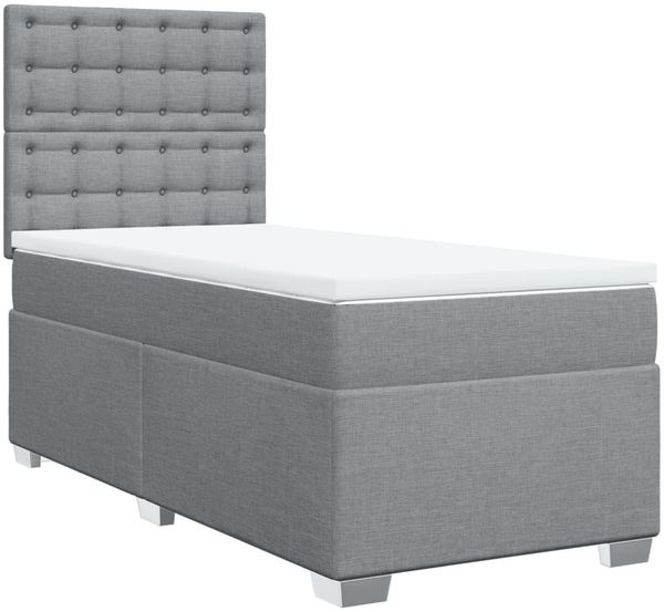 vidaXL Boxspringbett mit Matratze Hellgrau 80x200 cm Stoff 3292629 Bild 3