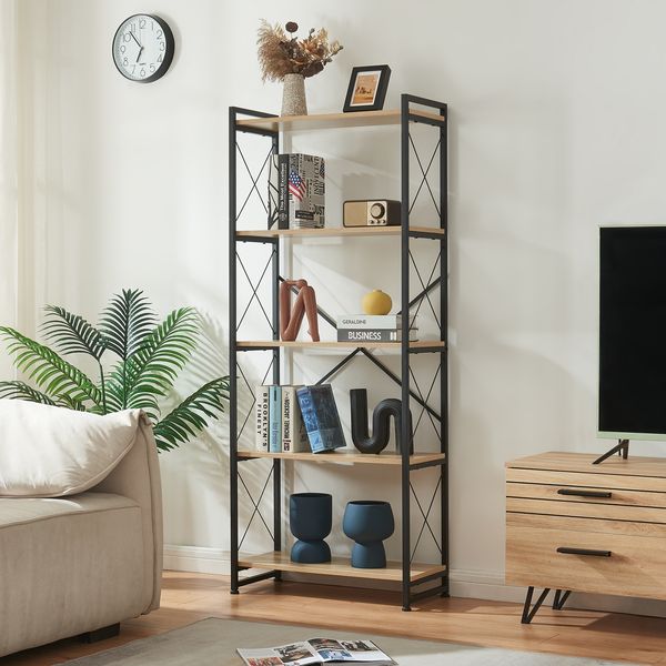 Standregal Skørping 160x65x30 cm Schwarz/Eicheoptik [en. casa]