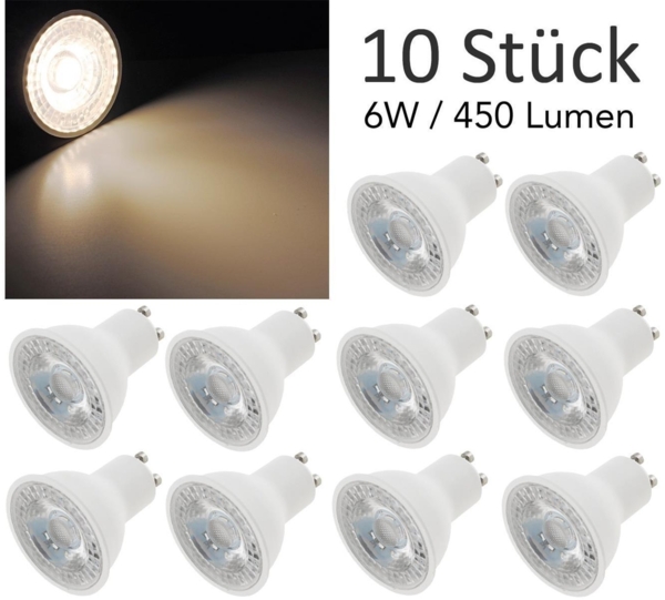 LED Strahler GU10 "H50 Promo2" 10er-Pack3000k, 450lm, 230V/6W, 38°, warmweiß
