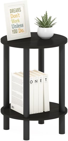 Furinno Turn-N-Tube 2-stufiger runder Beistelltisch aus Holz, Espresso/Schwarz