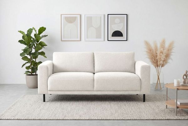 Home affaire 2,5-Sitzer Sveeva, Kompaktsofa, B. 183 cm, schwarze Metallfüße, langlebiger Webstoff, mit Wellenunterfederung, viele Farben