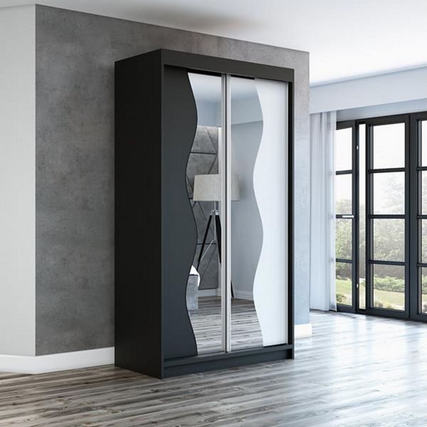 A&J MöbelLand GmbH Schiebetürenschrank RIMO mit Spiegel (TOP ANGEBOT! TOP PRODUKT! Wählen Sie das ideale Modell für Ihr Schlafzimmer) Breite: 120 cm, 160 cm, 180 Höhe: 215 cm, Tiefe: 59,5 cm