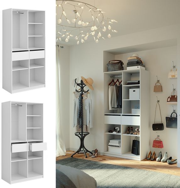 Kleiderschrank Elmo Weiß 100 x 200 cm mit 2 Schubladen Vicco Bild 2